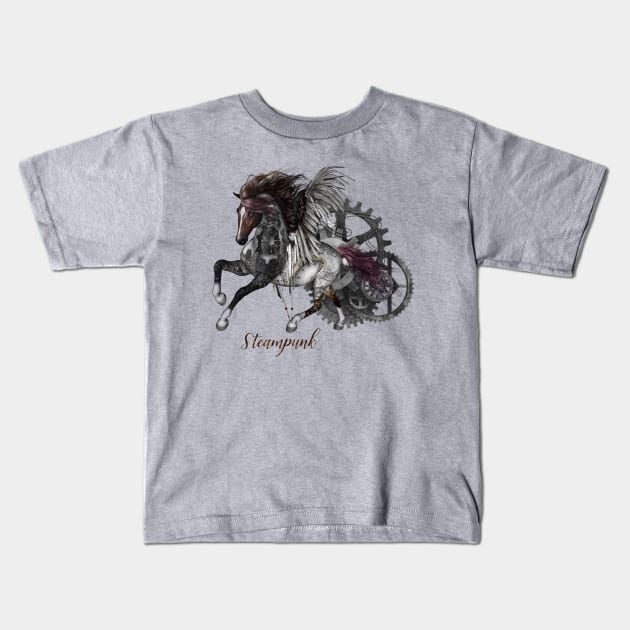 Wonderful steampunk horse with wings Kids T-Shirt by Nicky2342